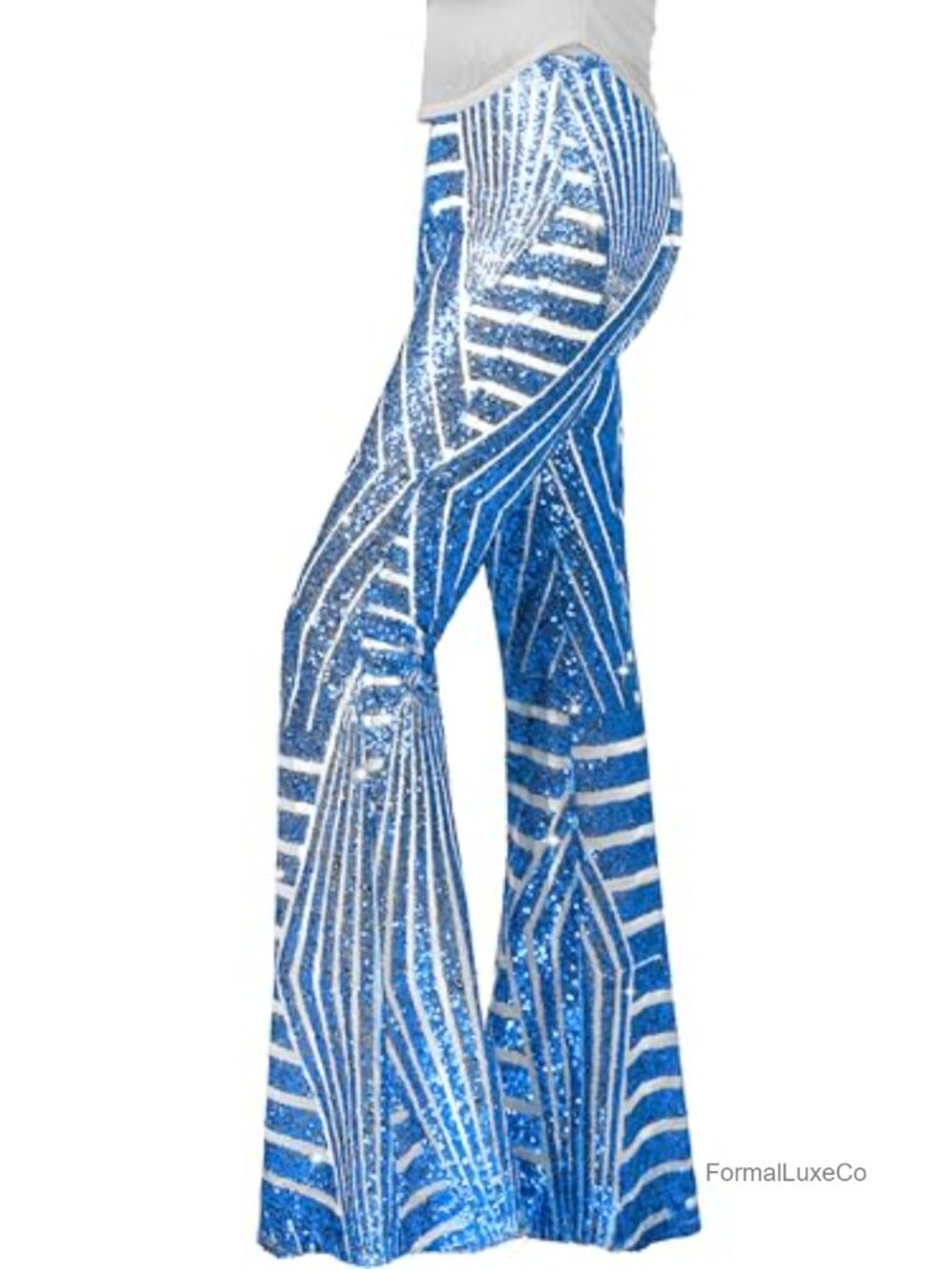 Sequin Flare Pants High Waisted Bell Bottom Party Trousers